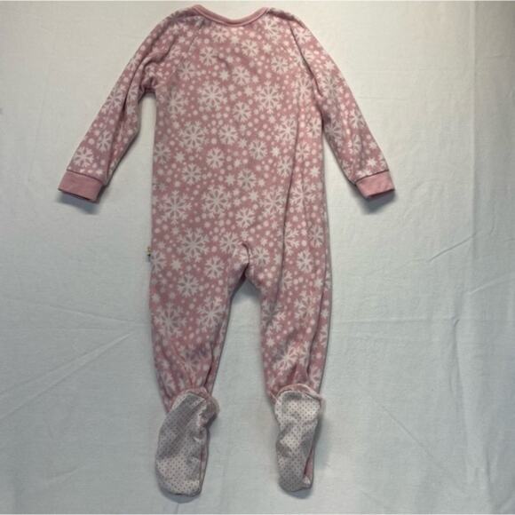 Pink Snowflake Deer Fleece Footie Pajamas Full Zip girls Size 4T - Picture 7 of 9